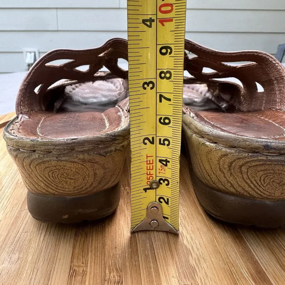Josef Seibel Catalonia Wedge Sandals Womens Size 38 US 7-7.5 Brown Leather Shoes